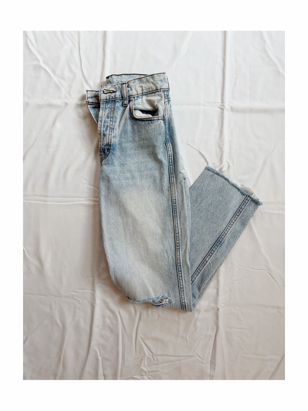 REVICE Raw Hem Straight Leg Jeans